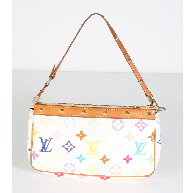 White Multicolor Monogram Canvas Pochette Accessoires