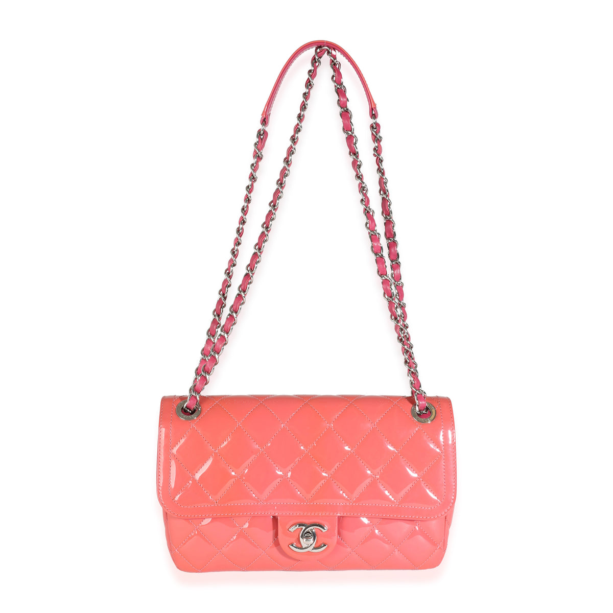 Pink Quilted Patent Medium Coco Shine Flap Bag