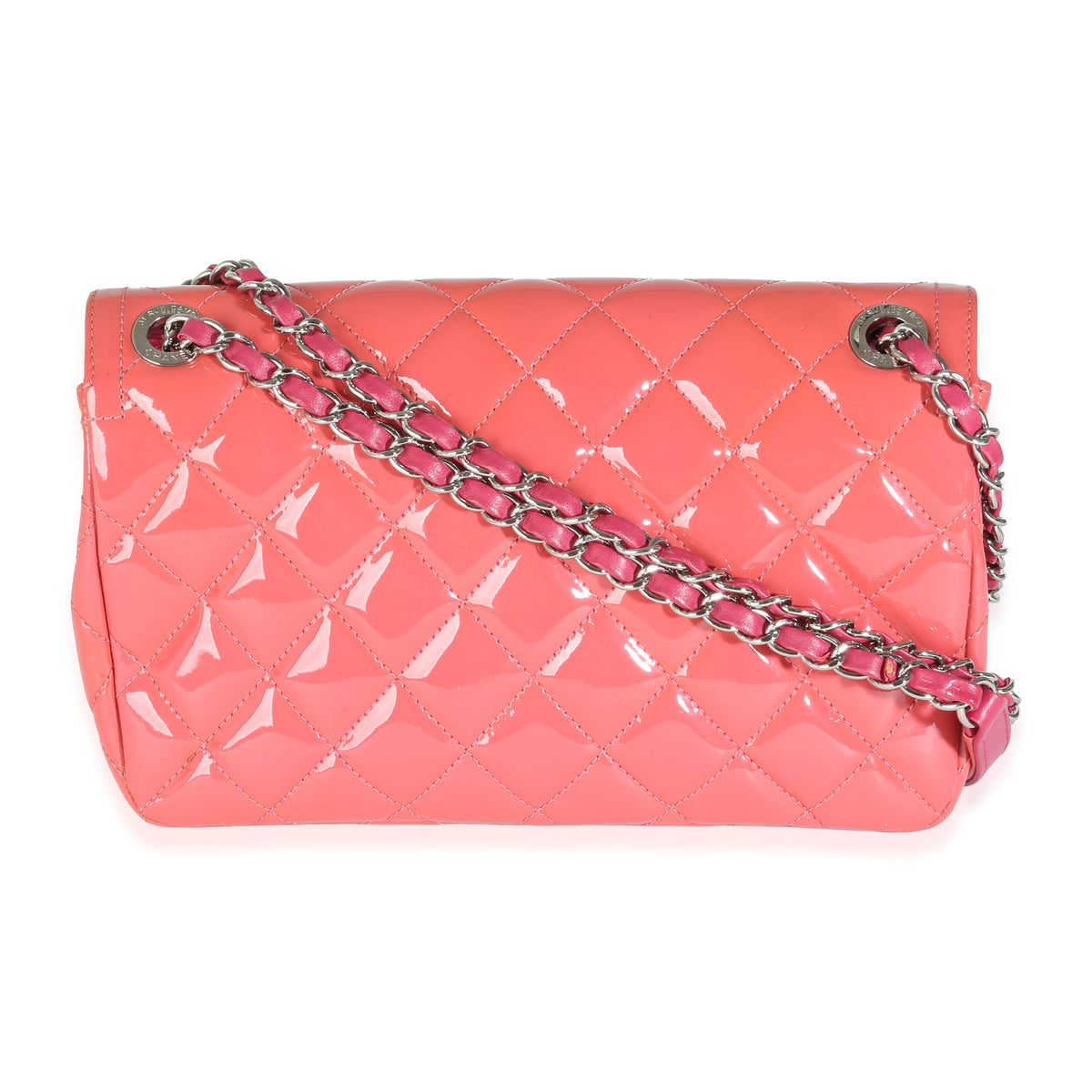 Pink Quilted Patent Medium Coco Shine Flap Bag