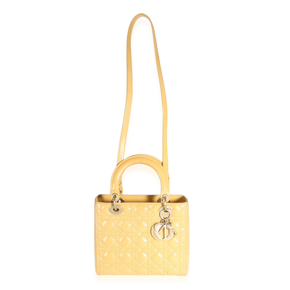 Beige Patent Cannage Medium Lady Dior