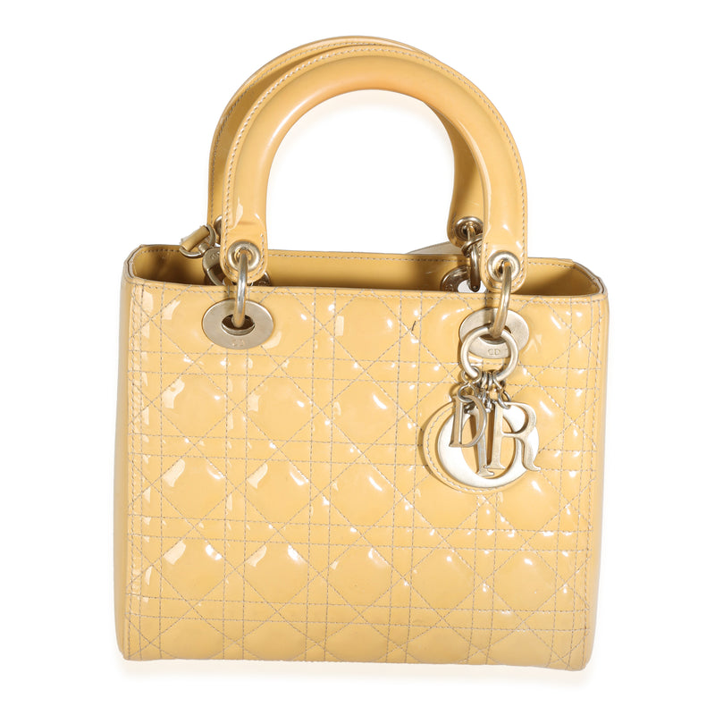 Beige Patent Cannage Medium Lady Dior