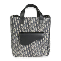 Dior Navy Oblique Jacquard Saddle Tote