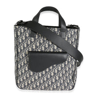 Dior Navy Oblique Jacquard Saddle Tote