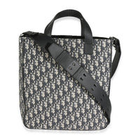 Navy Oblique Jacquard Saddle Tote