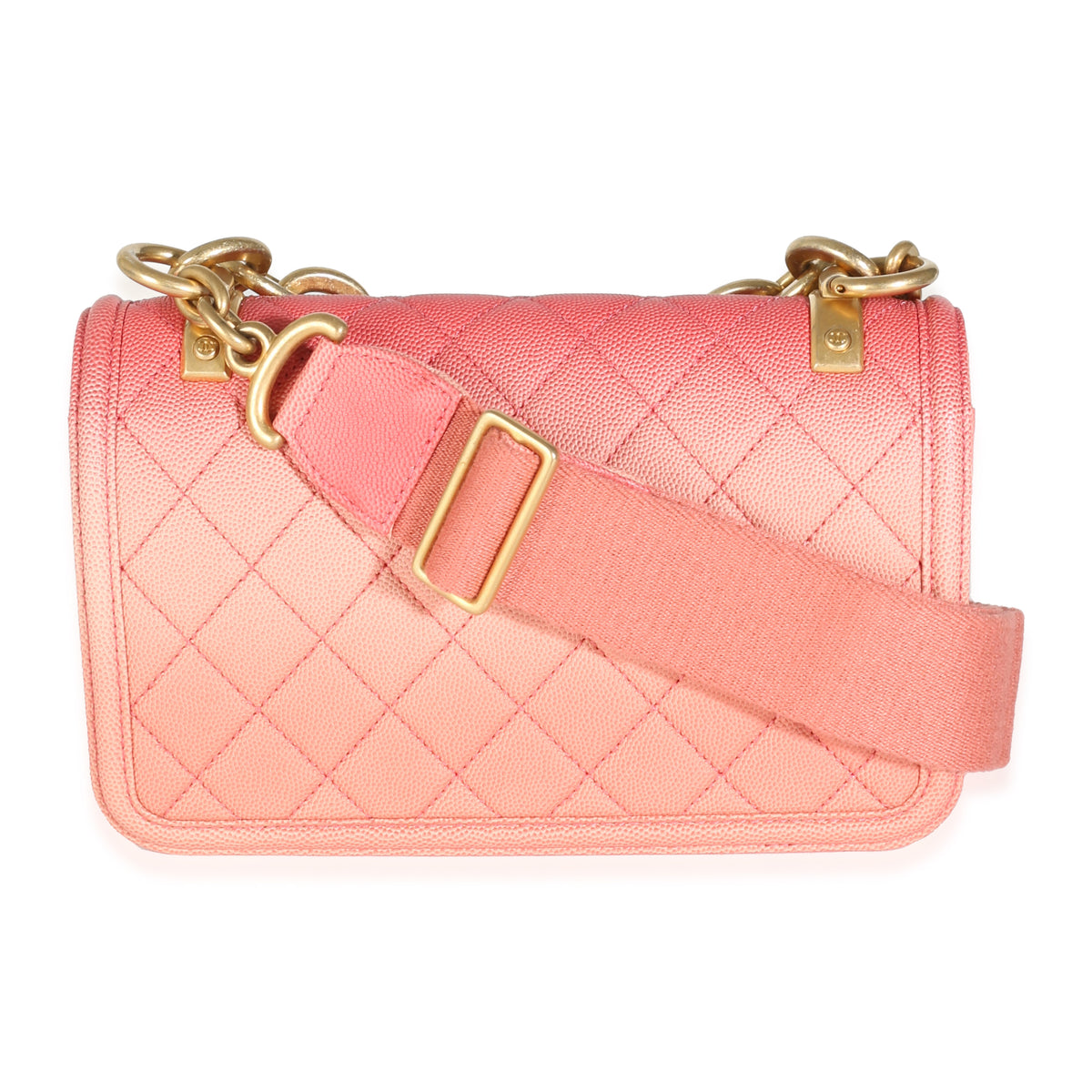 Coral Ombre Quilted Caviar Small Sunset By The Sea Flap Handbag