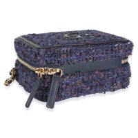 Navy Tweed Python Small CC Filigree Vanity Case