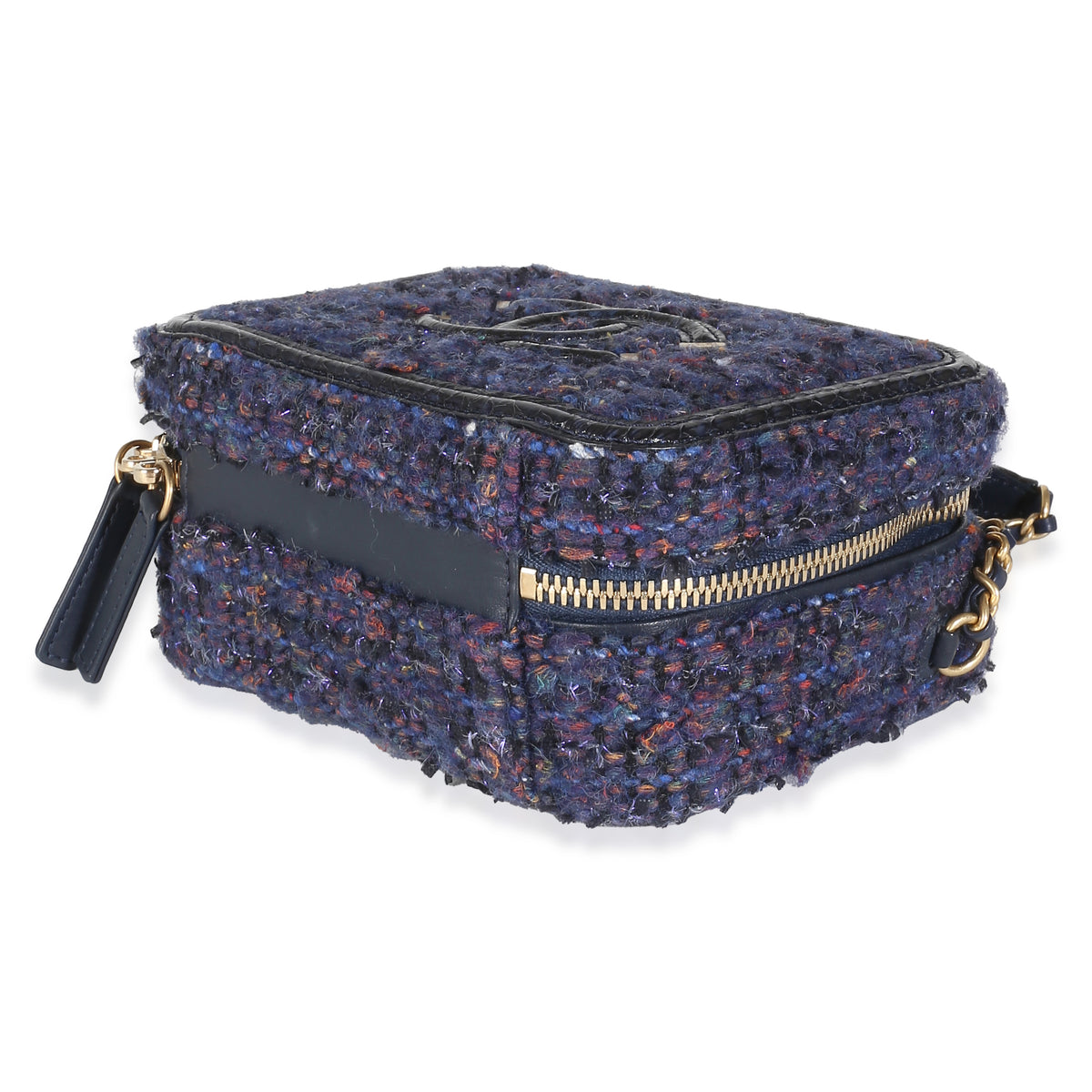 Navy Tweed Python Small CC Filigree Vanity Case