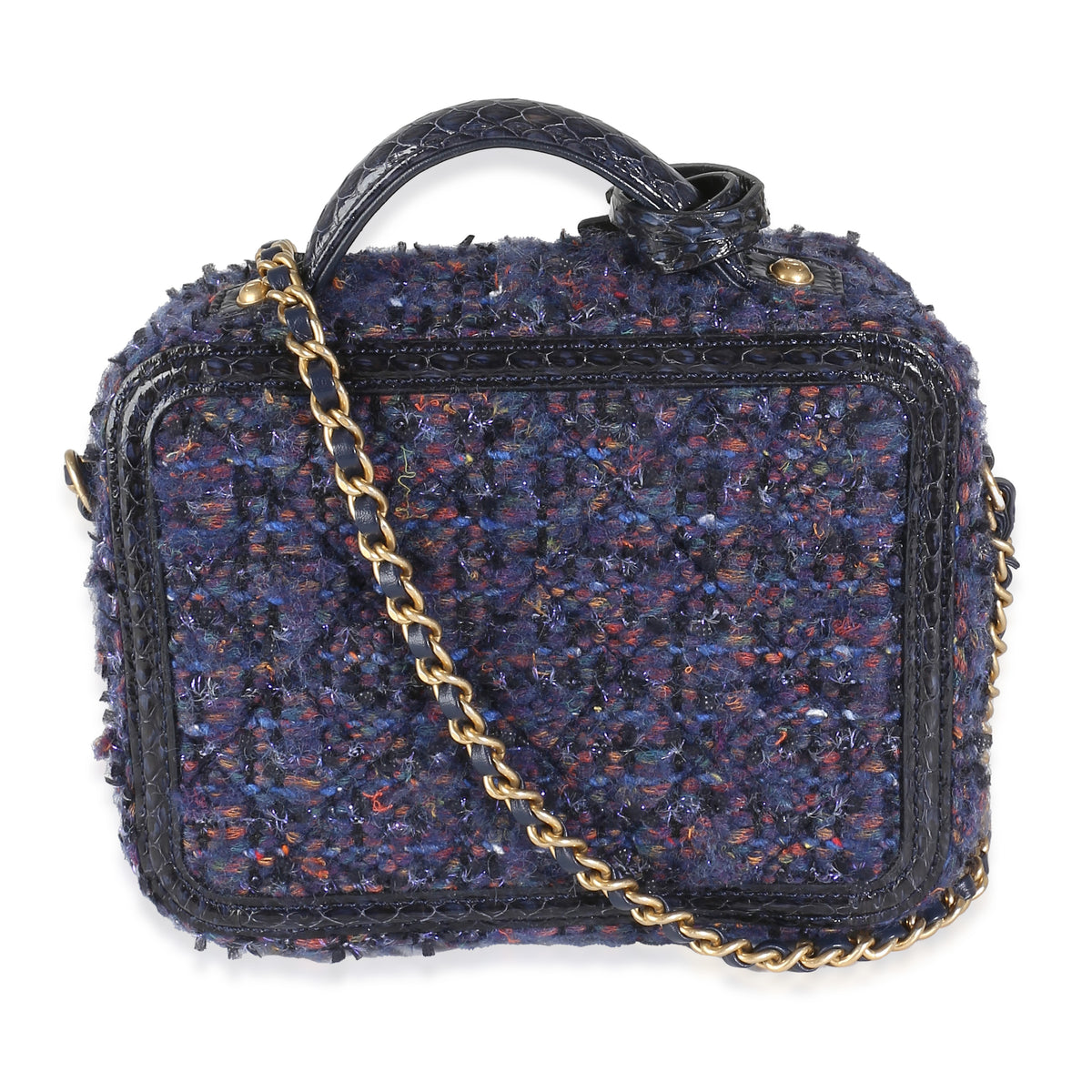 Navy Tweed Python Small CC Filigree Vanity Case