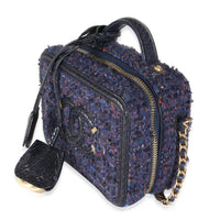 Navy Tweed Python Small CC Filigree Vanity Case