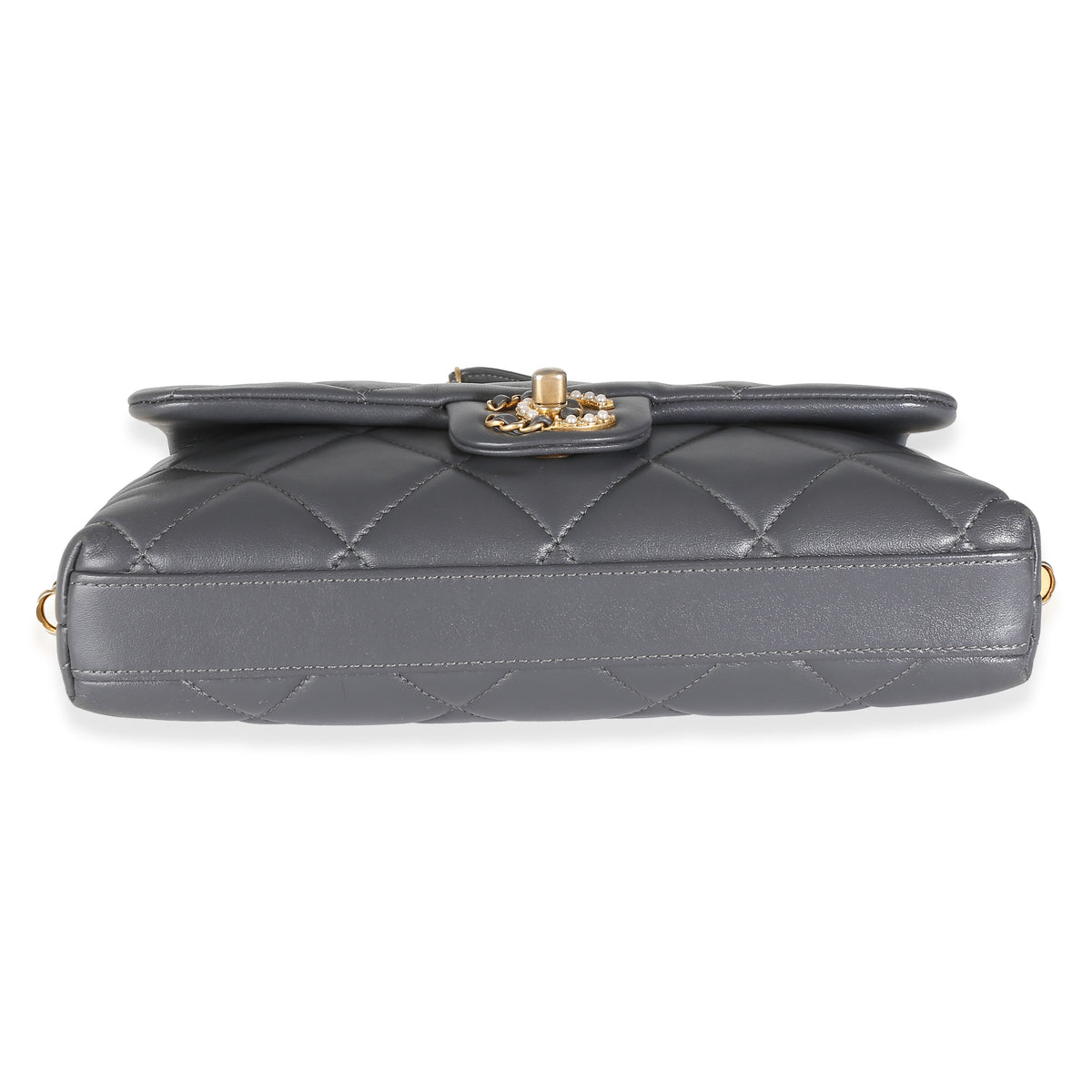 Chanel Gray Quilted Lambskin Crush On Chains Flap Bag Handbag box