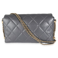 Chanel Gray Quilted Lambskin Crush On Chains Flap Bag Handbag bv
