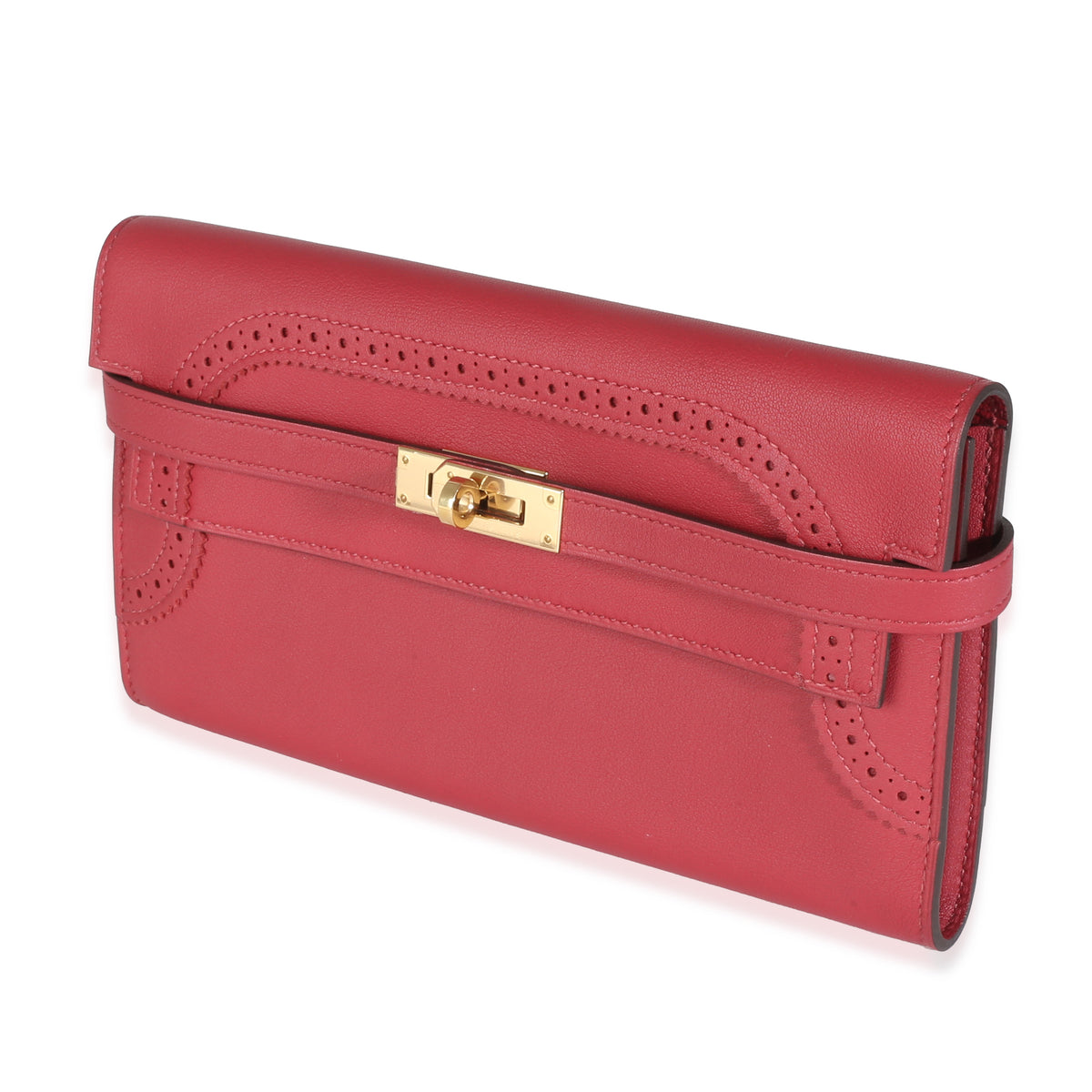 Rouge Grenat Swift Ghillies Kelly Longue Wallet GHW