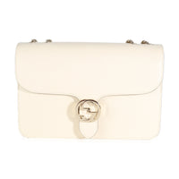 White Dollar Calfskin Medium Interlocking G Flap Bag