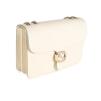 White Dollar Calfskin Medium Interlocking G Flap Bag