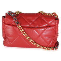 Red Quilted Goatskin Medium Chanel 19 Flap Bag