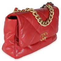 Red Quilted Goatskin Medium Chanel 19 Flap Bag