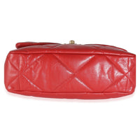 Red Quilted Goatskin Medium Chanel 19 Flap Bag