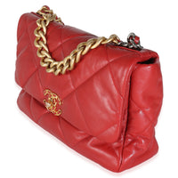 Red Quilted Goatskin Medium Chanel 19 Flap Bag