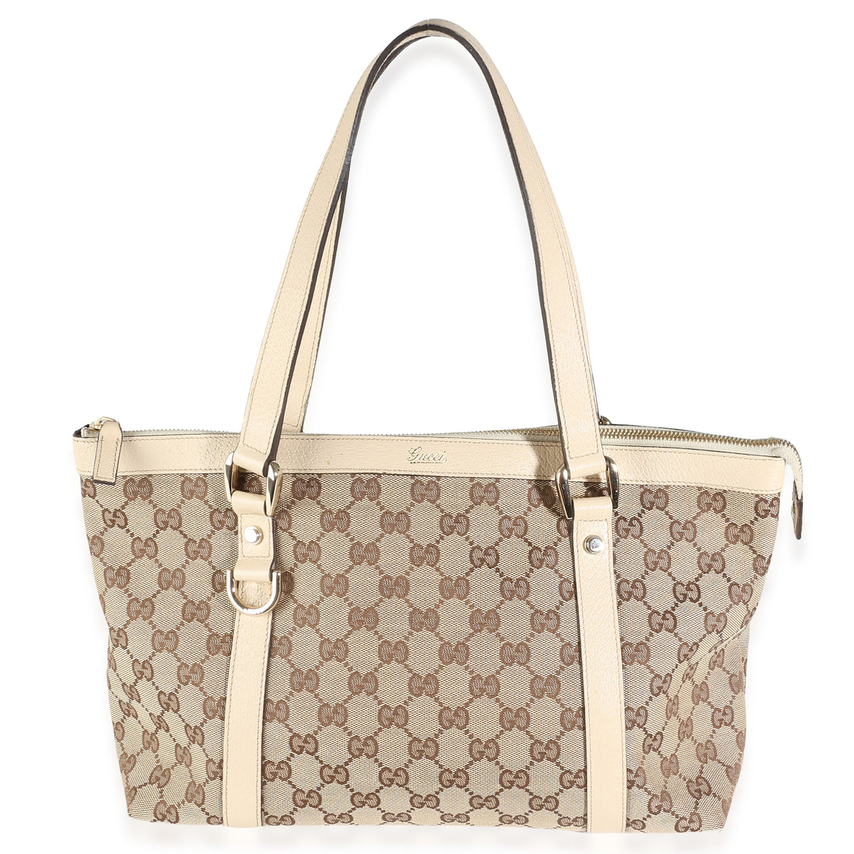 White Beige GG Canvas Abbey Tote