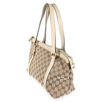 White Beige GG Canvas Abbey Tote