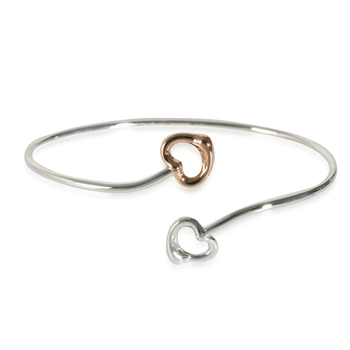 Elsa Peretti Double Open Heart Bangle in Pink Gold/Sterling Silver