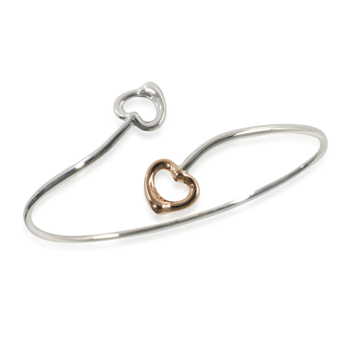 Elsa Peretti Double Open Heart Bangle in Pink Gold/Sterling Silver