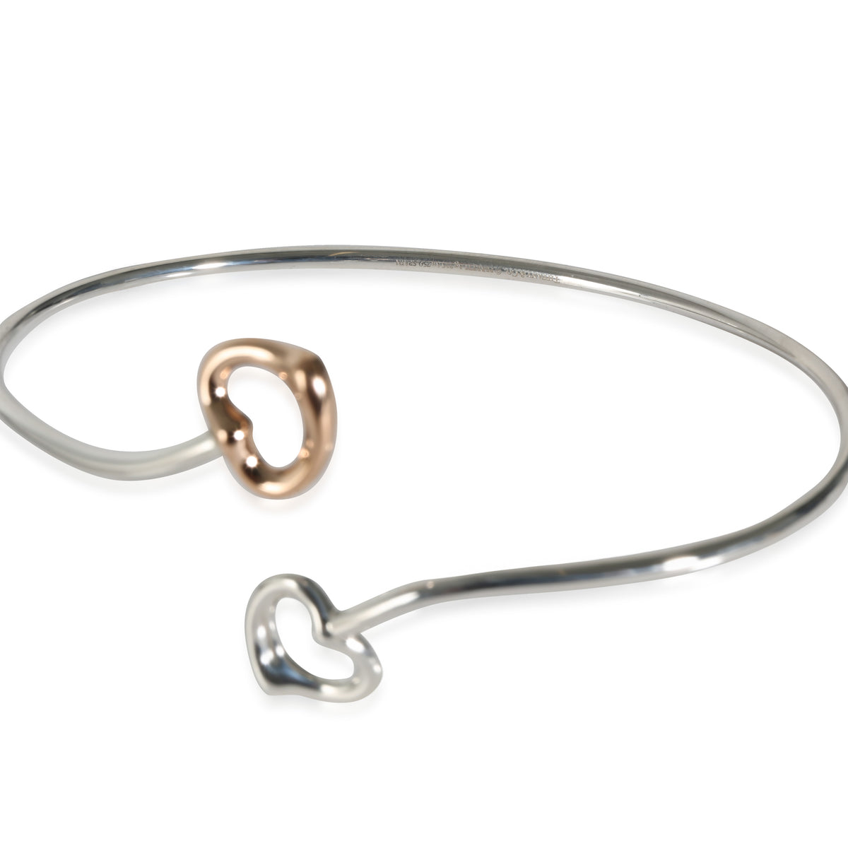 Elsa Peretti Double Open Heart Bangle in Pink Gold/Sterling Silver