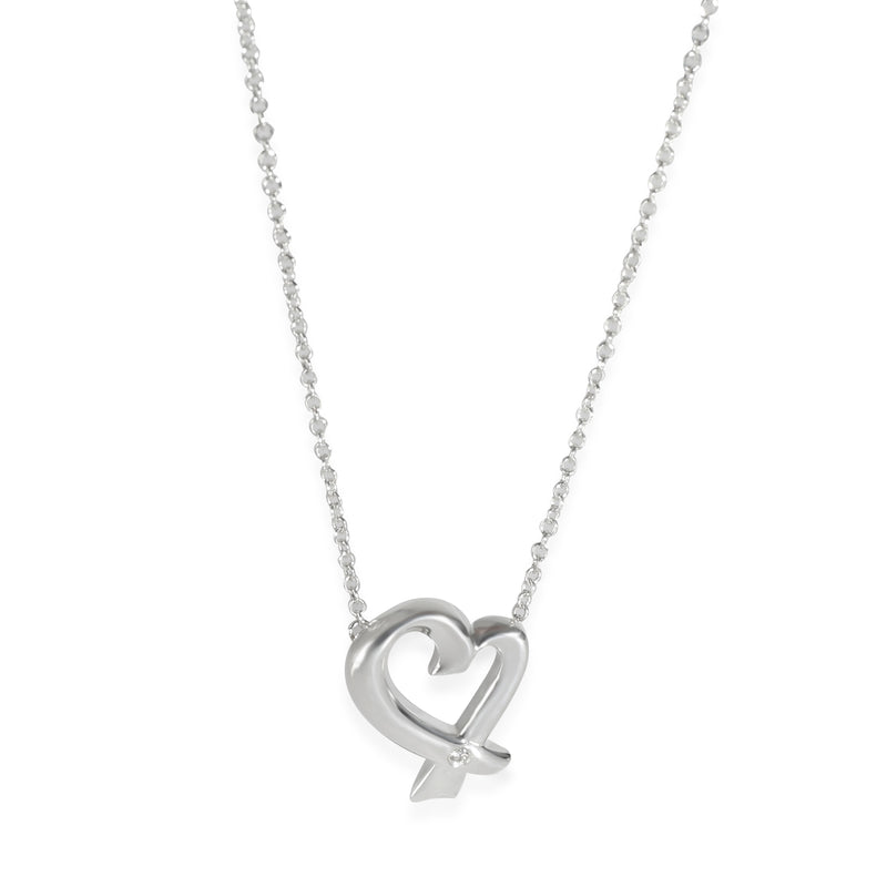 Paloma Picasso Loving Heart Diamond Pendant Sterling Silver