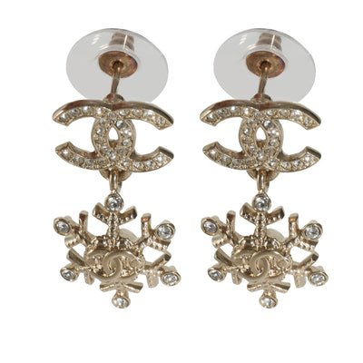 2019 Crystal Snowflake CC Drop Gold Plated Earring