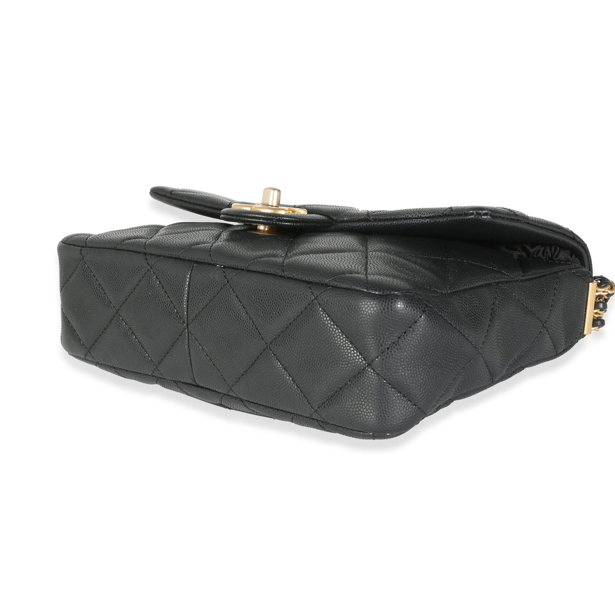 Black Quilted Caviar Multi Chain Messenger Flap Bag