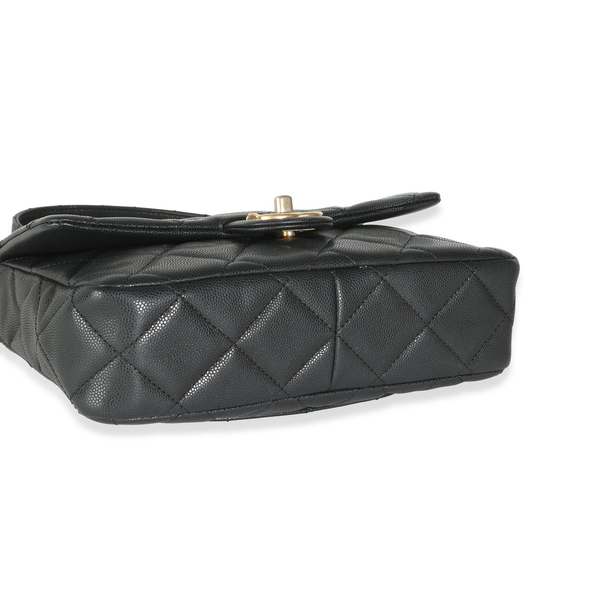 Black Quilted Caviar Multi Chain Messenger Flap Bag