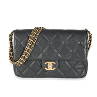 Black Quilted Caviar Multi Chain Messenger Flap Bag