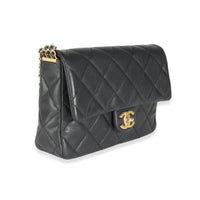 Black Quilted Caviar Multi Chain Messenger Flap Bag