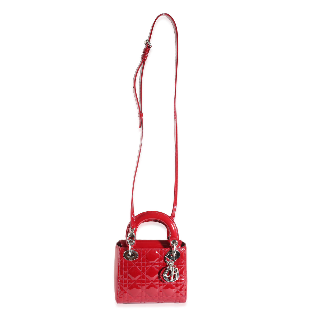 Red Patent Cannage Mini Lady Dior w/ Strap