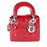 Red Patent Cannage Mini Lady Dior w/ Strap