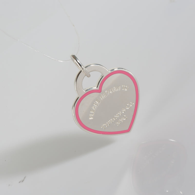 Return To Tiffany Heart Charm With Pink Enamel in Sterling Silver