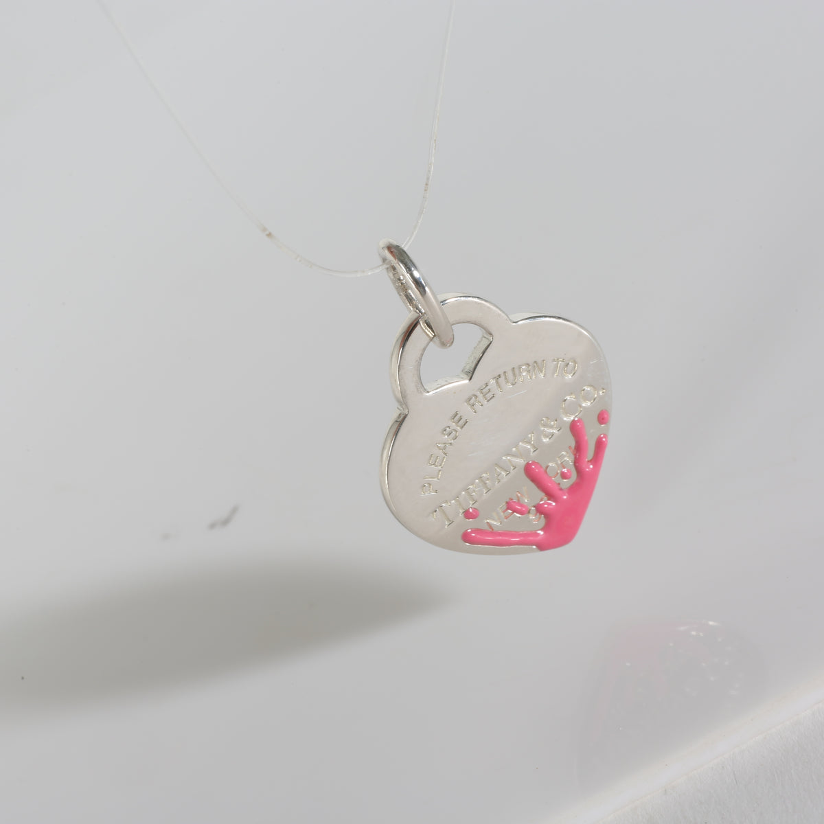 Return To Tiffany Heart Charm With Pink Enamel Splash in Sterling