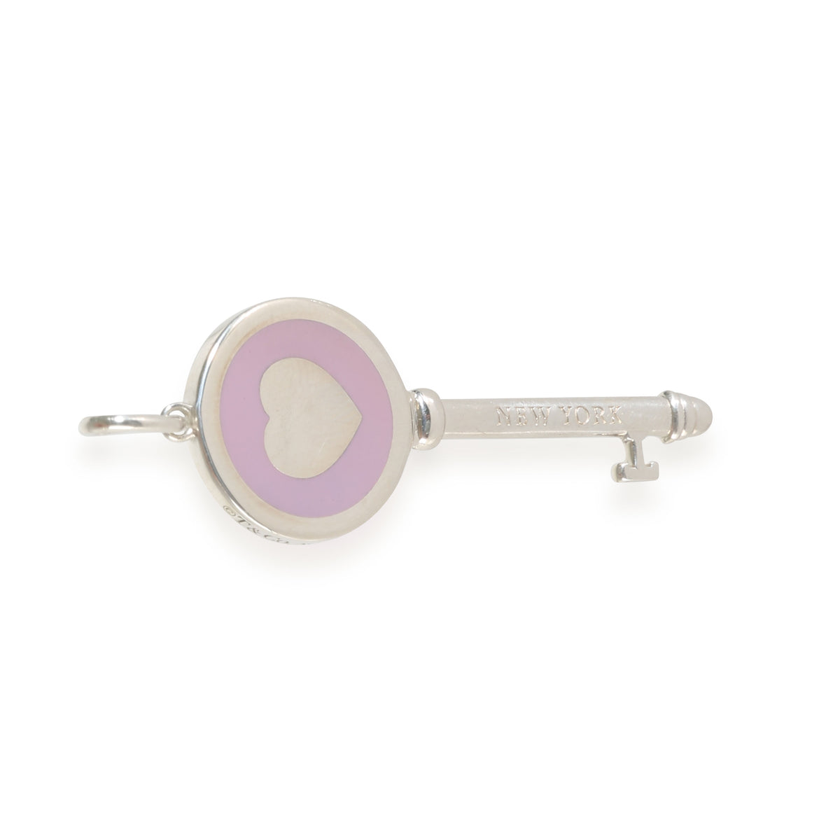 Purple Enamel Heart Key Pendant in Sterling Silver