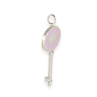 Purple Enamel Heart Key Pendant in Sterling Silver