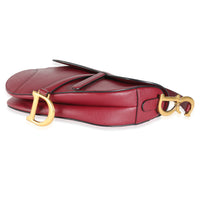 Red Grained Calfskin Medium Saddle Bag