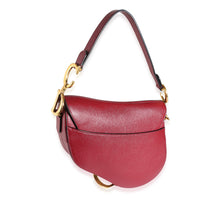 Red Grained Calfskin Medium Saddle Bag