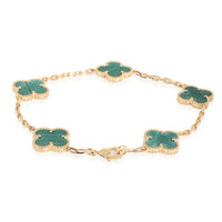 Alhambra Malachite Bracelet in 18k Yellow Gold