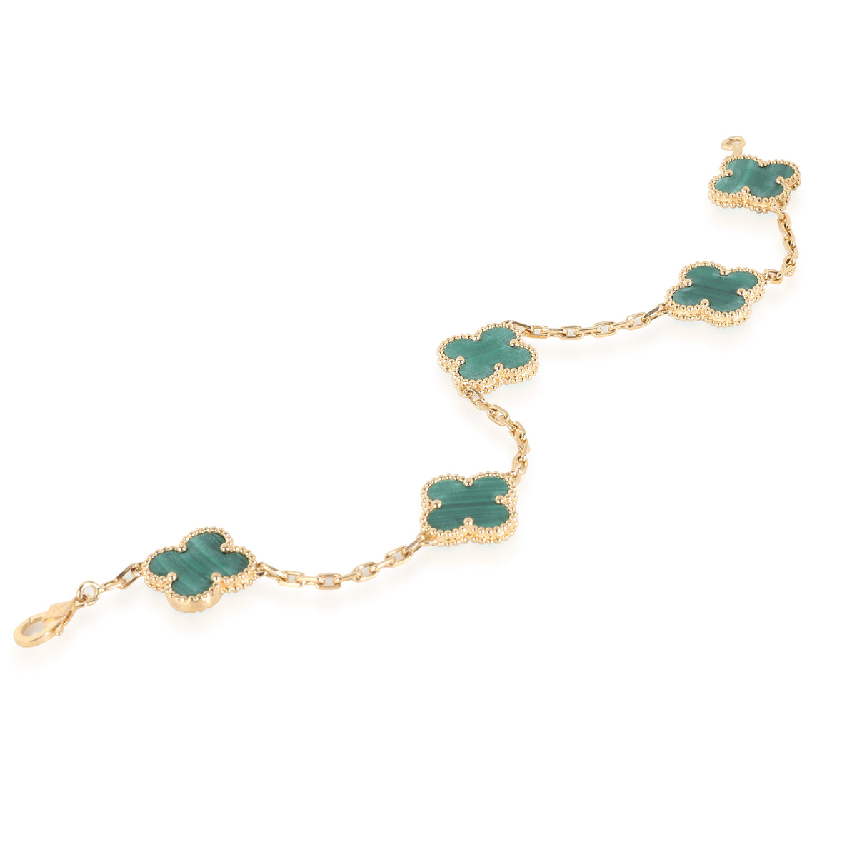 Alhambra Malachite Bracelet in 18k Yellow Gold