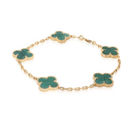 Alhambra Malachite Bracelet in 18k Yellow Gold