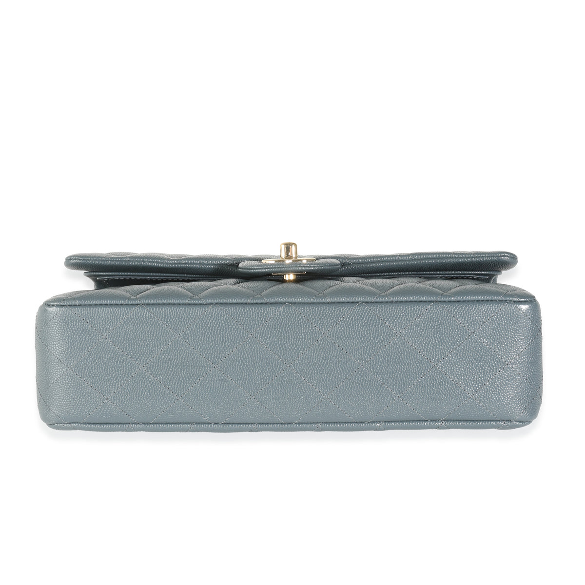 Grey Quilted Caviar Medium Classic Double Flap Bag