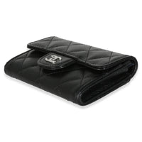 Black Quilted Caviar Flap Card Holder