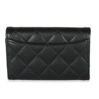 Black Quilted Caviar Flap Card Holder