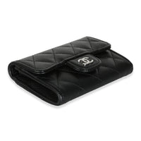 Black Quilted Caviar Flap Card Holder