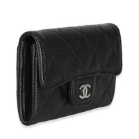 Black Quilted Caviar Flap Card Holder