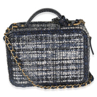 Navy Tweed Python Medium Filigree Vanity Case